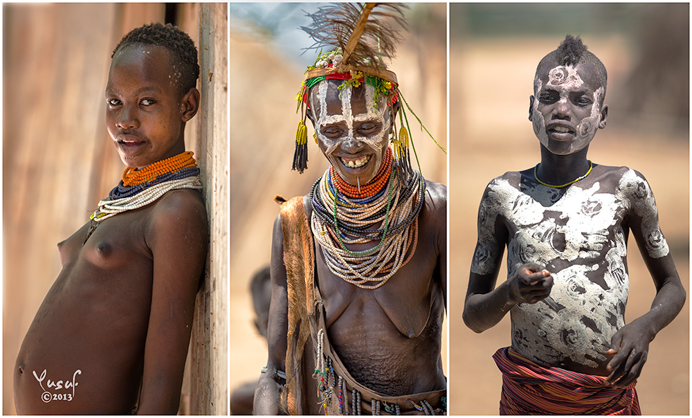 Triptych of tribal people from the Omo Valley