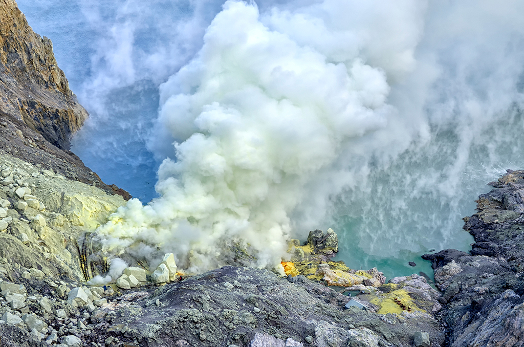 The view of Ijen Sulphur Mines where you need to battle the noxious gases