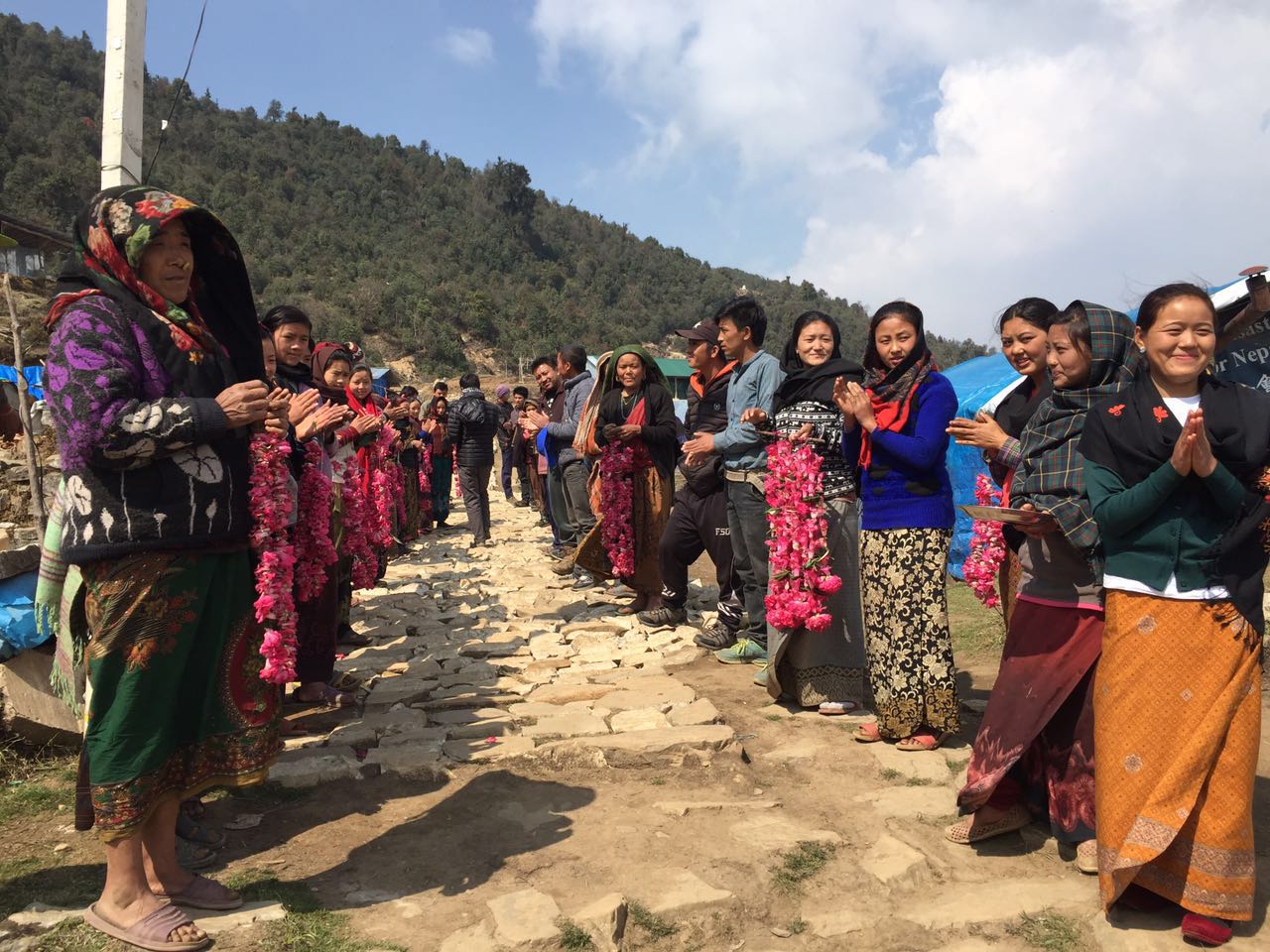 A rousing welcomed by the Laprak villagers.